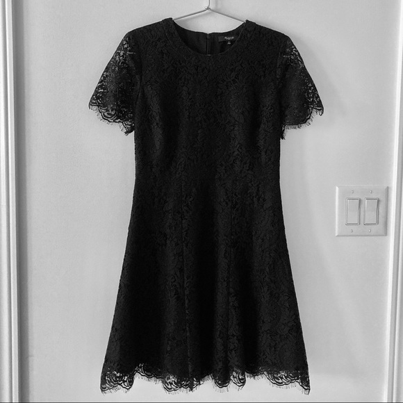 New Madewell Black Lace Shift Dress Size 0 - Picture 4 of 11